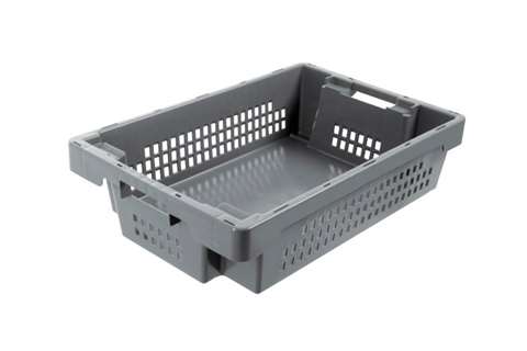 EN Nest- und Drehstapelbehälter 15l - 600x400x150mm - Perforierte Wände und geschlossener Boden