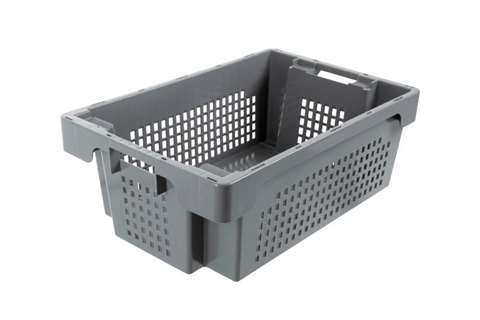 EN Nest- und Drehstapelbehälter 32l - 600x400x200mm - Perforierte Wände und geschlossener Boden