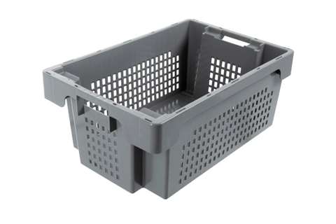 EN Nest- und Drehstapelbehälter 40l - 600x400x250mm - Perforierte Wände und geschlossener Boden