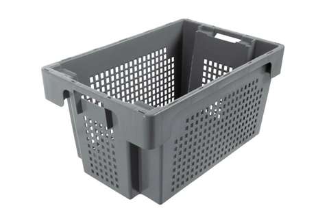 EN Nest- und Drehstapelbehälter 50l - 600x400x300mm - Perforierte Wände und geschlossener Boden
