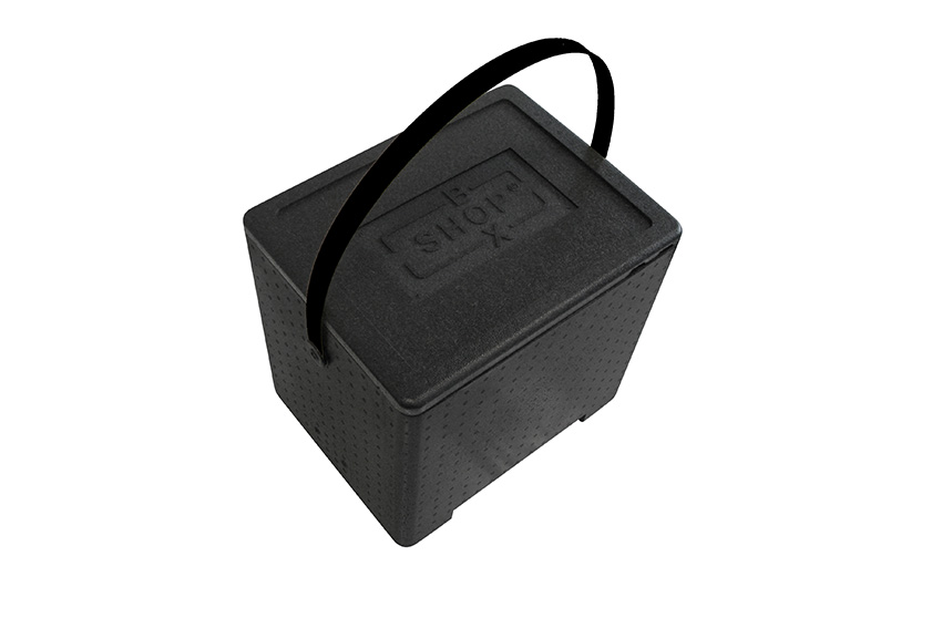 Isolierkühlbox Universal 31,2l - 415x320x320mm - Polibox Boxshop mit farbigem Tragegriff 