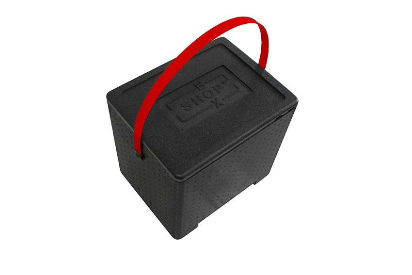 Isotherme koelbox Universal 31,2l - 415x320x320mm - Polibox Boxshop met gekleurde draagbeugel 