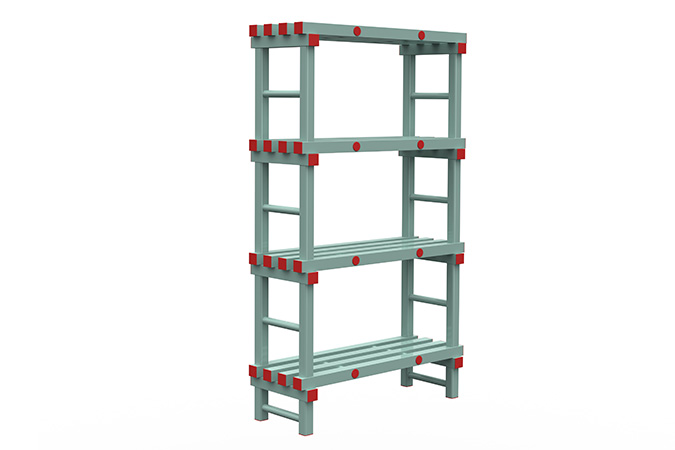 Rayonnage 1000x400x1900mm - 4 niveaux - espacement 500mm - garde au sol 200mm 