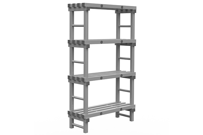 Rack 1000x400x1900mm - 4 levels - spacing 500mm - bottom clearance 200mm 