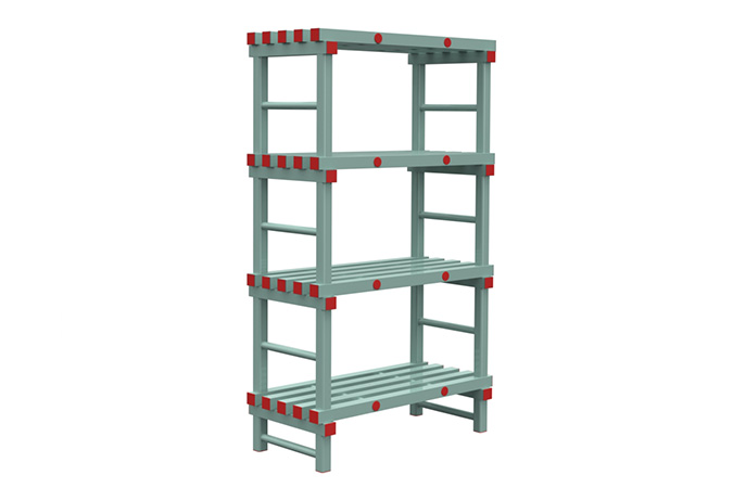 Rayonnage 1000x500x1900mm - 4 niveaux - espacement 500mm - garde au sol 200mm 