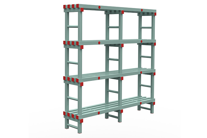 Rayonnage 1500x400x1900mm - 4 niveaux - espacement 500mm - garde au sol 200mm - 2 compartiments 