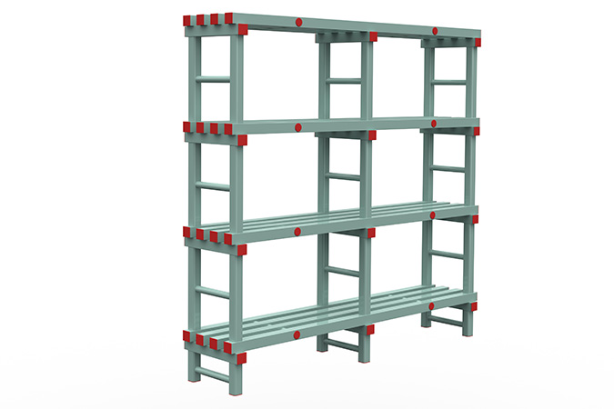 Rayonnage 2000x400x1900mm - 4 niveaux - espacement 500mm - garde au sol 200mm - 2 compartiments 