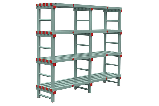 Rayonnage 2000x500x1900mm - 4 niveaux - espacement 500mm - garde au sol 200mm - 2 compartiments 