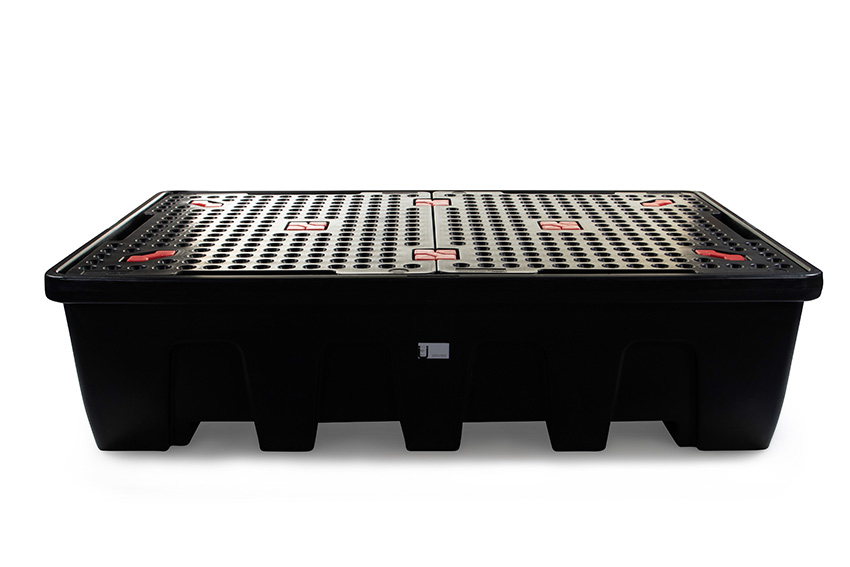 Auffangwanne - 2 IBC Container - 1200l - mit Gitter - Nestbar 