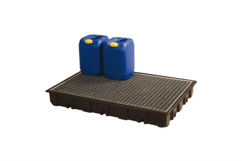 Spill tray 1230x830mm - 120 l - pe - with galvanized grid 
