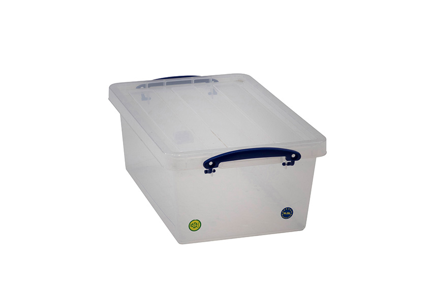 Transparante nestbare verstevigde box 10,2l stapelbaar op bijgeleverde deksel - 350x210x125mm 