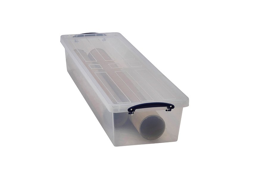 Transparente Nestbare Verstärkte Stapelbox 25,5l Stapelbar auf mitgeliefertem Deckel - 875x270x160mm 