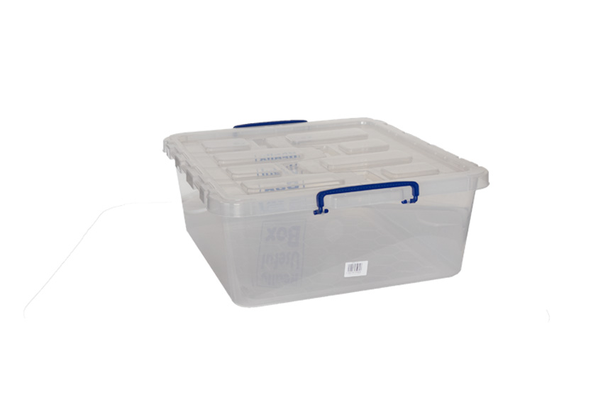 Transparante nestbare verstevigde box 31,5l stapelbaar op klapdeksel - 515x460x200mm 
