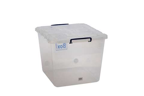 Transparente Nestbare Verstärkte Stapelbox 60l Stapelbar Auf Scharnierdeckel - 510x460x385mm
