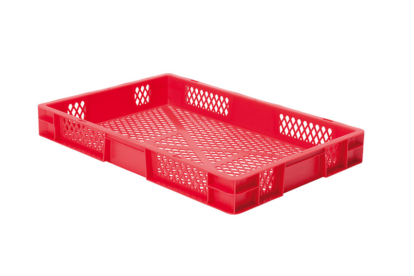 EN Stacking bin Rainbow 14l - 600x400x75mm - perforated sides and bottom 