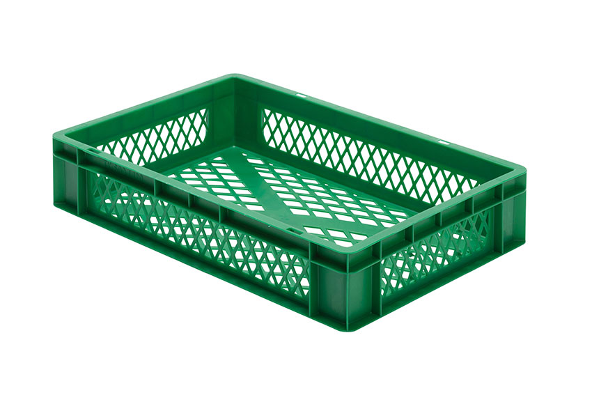 EN Stacking bin Rainbow 22l - 600x400x120mm - perforated sides and bottom 