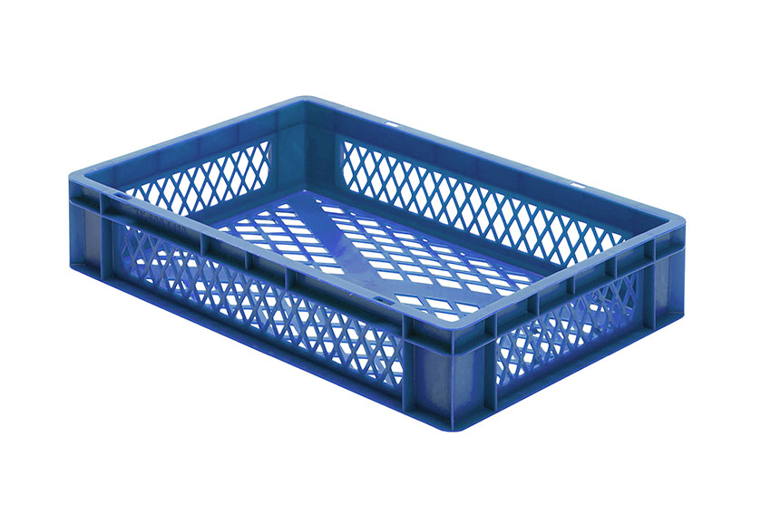 EN Stacking bin Rainbow 22l - 600x400x120mm - perforated sides and bottom 