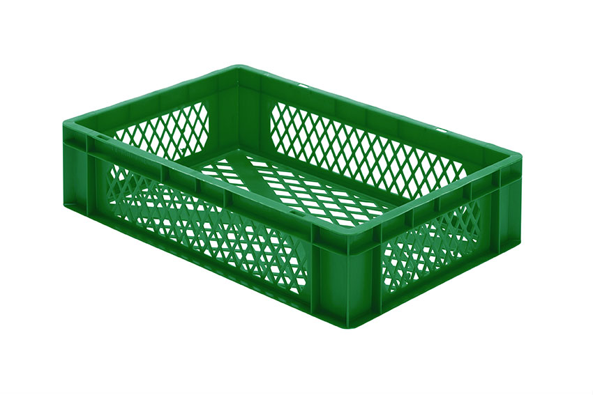 EN Stacking bin Rainbow 26l - 600x400x145mm - perforated sides and bottom 