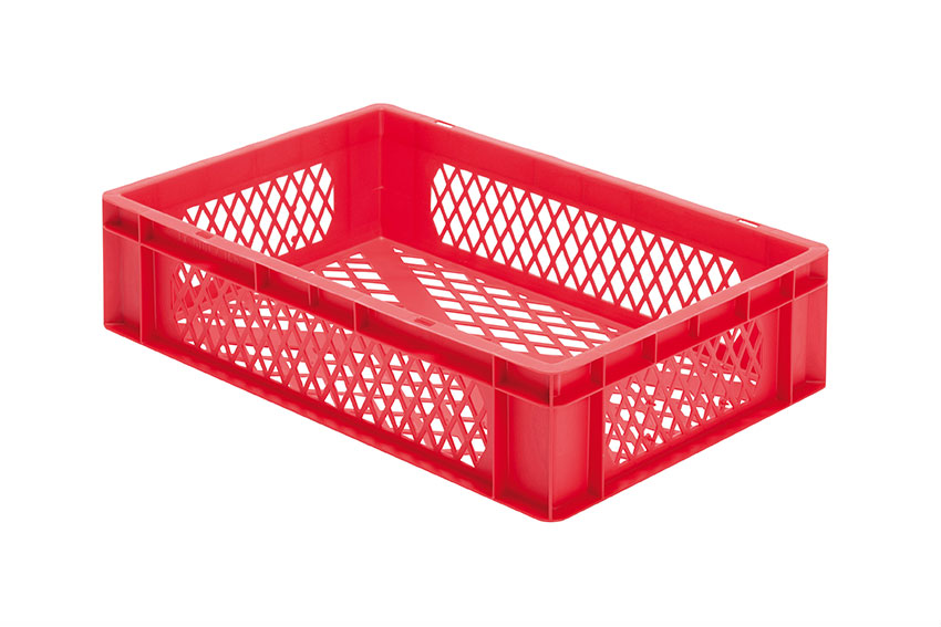 EN Stacking bin Rainbow 26l - 600x400x145mm - perforated sides and bottom 