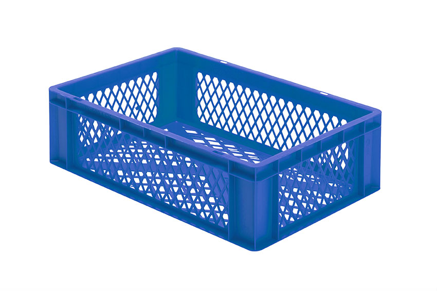 EN Stacking bin Rainbow 33l - 600x400x175mm - perforated sides and bottom 
