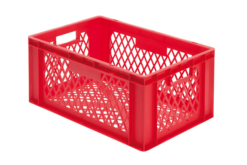 EN Stacking bin Rainbow 51l - 600x400x270mm - perforated sides and bottom 