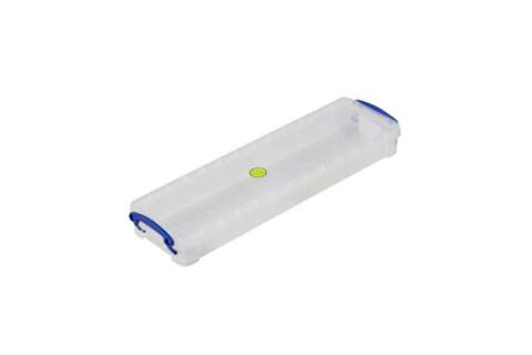 Boîte transparente 0,80l empilable sur le couvercle inclus - 355x100x40mm