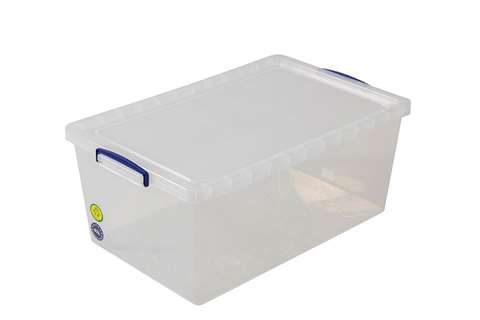 Boîte transparente emboîtable 62l empilable sur le couvercle inclus  695x440x287mm