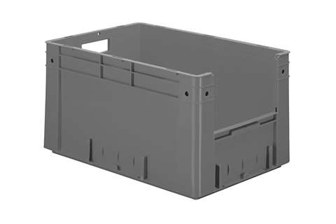 Bac euronorm 600x400x320 - ouv. front. - 61l - fond et parois pleins