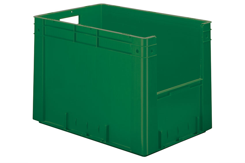 Euronorm pickingbak - front. opening 81l - 600x400x420mm - bodem/zijwanden gesloten 