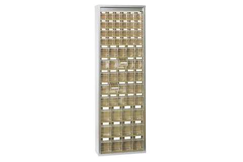 Metalen wandkast incl. 61 stuks Storage 7000 kantelbakjes - 665x250x2000mm