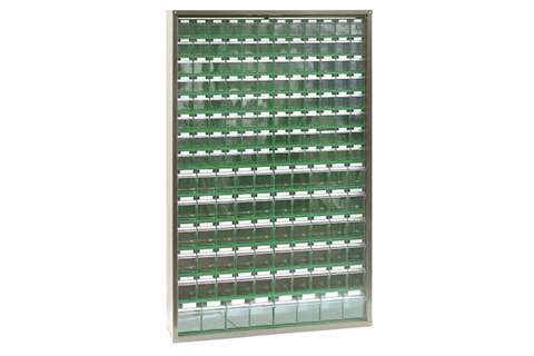 Metalen wandkast incl. 154 stuks Storage 7000 kantelbakjes - 1265x250x2000mm