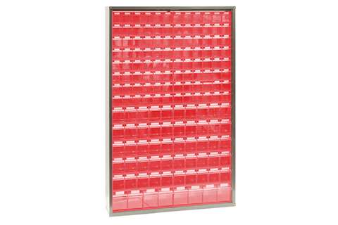 Metalen wandkast incl. 154 stuks Storage 7000 kantelbakjes - 1265x250x2000mm