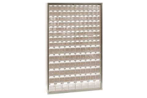 Metalen wandkast incl. 154 stuks Storage 7000 kantelbakjes - 1265x250x2000mm