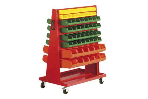 Wide double-sided metal container trolley incl. Storage 2000 trays - 1060x610x1300mm