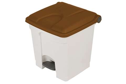 Collecteur rectangulaire à pédale 30l - corps blanc + couvercle 430x390x410mm