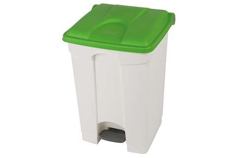 Rechthoekige pedaalafvalbak 45l - witte body + deksel 600x390x410mm