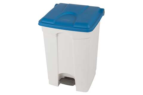 Rechthoekige pedaalafvalbak 45l - witte body + deksel 600x390x410mm
