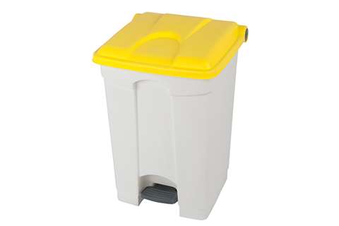 Rechthoekige pedaalafvalbak 45l - witte body + deksel 600x390x410mm