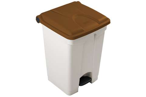 Rechthoekige pedaalafvalbak 45l - witte body + deksel 600x390x410mm