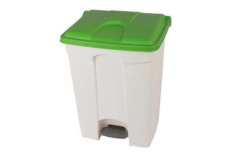 Rechthoekige pedaalafvalbak 70l - witte body + deksel 670x410x490mm