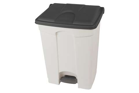 Rechthoekige pedaalafvalbak 70l - witte body + deksel 670x410x490mm