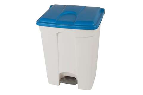 Rechthoekige pedaalafvalbak 70l - witte body + deksel 670x410x490mm