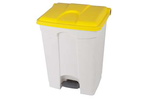 Rechthoekige pedaalafvalbak 70l - witte body + deksel 670x410x490mm