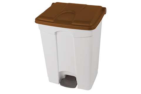 Rechthoekige pedaalafvalbak 70l - witte body + deksel 670x410x490mm