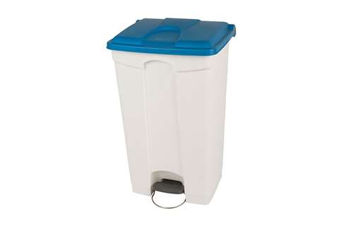 Rechthoekige pedaalafvalbak 90l - witte body + deksel 500x412x820mm