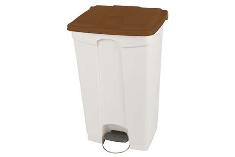 Rechthoekige pedaalafvalbak 90l - witte body + deksel 500x412x820mm