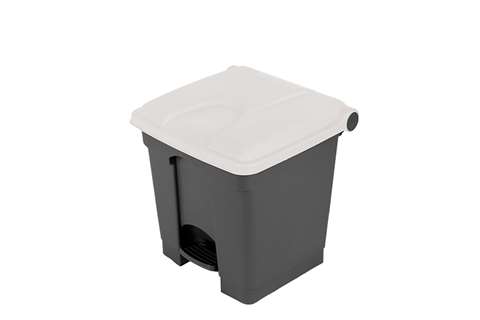 Rechthoekige pedaalafvalbak 30l - grijze body + deksel 430x390x410mm