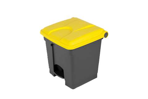 Rechthoekige pedaalafvalbak 30l - grijze body + deksel 430x390x410mm