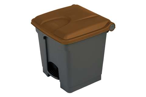 Rechthoekige pedaalafvalbak 30l - grijze body + deksel 430x390x410mm