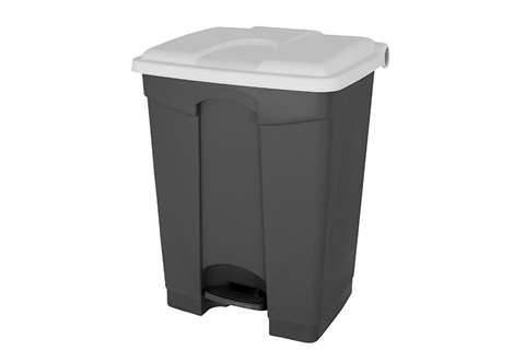 Rechthoekige pedaalafvalbak 70l - grijze body + deksel 670x410x490mm